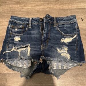 American Eagle Outfitters Blue Distressed Jean Shorts